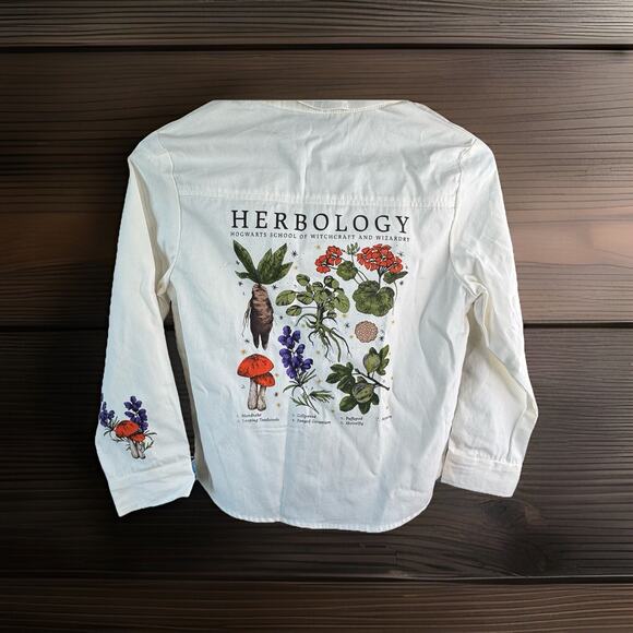 Harry Potter White Long Sleeve Button Front Shirt Girl 8 - Picture 1 of 7